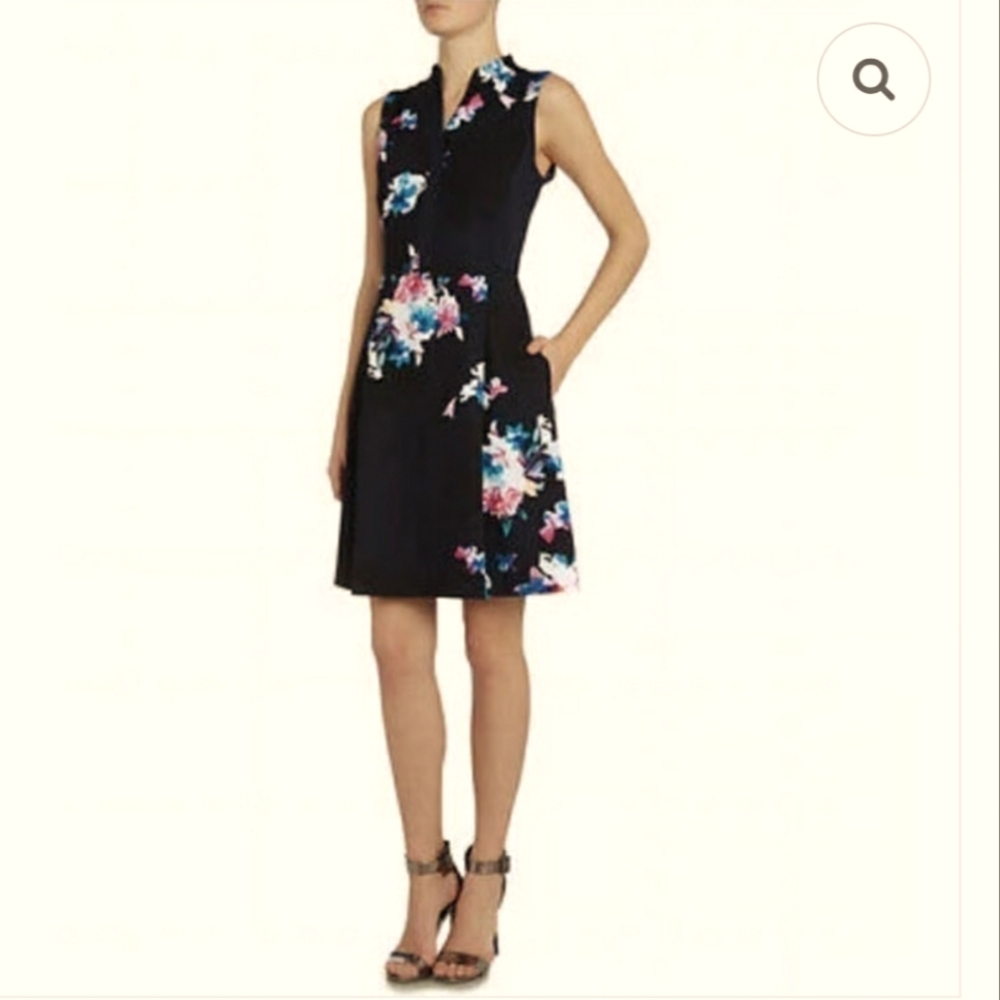 Ellen Tracy Fit And Flare A-line Midi Sleeveless Floral Dress Sz 2